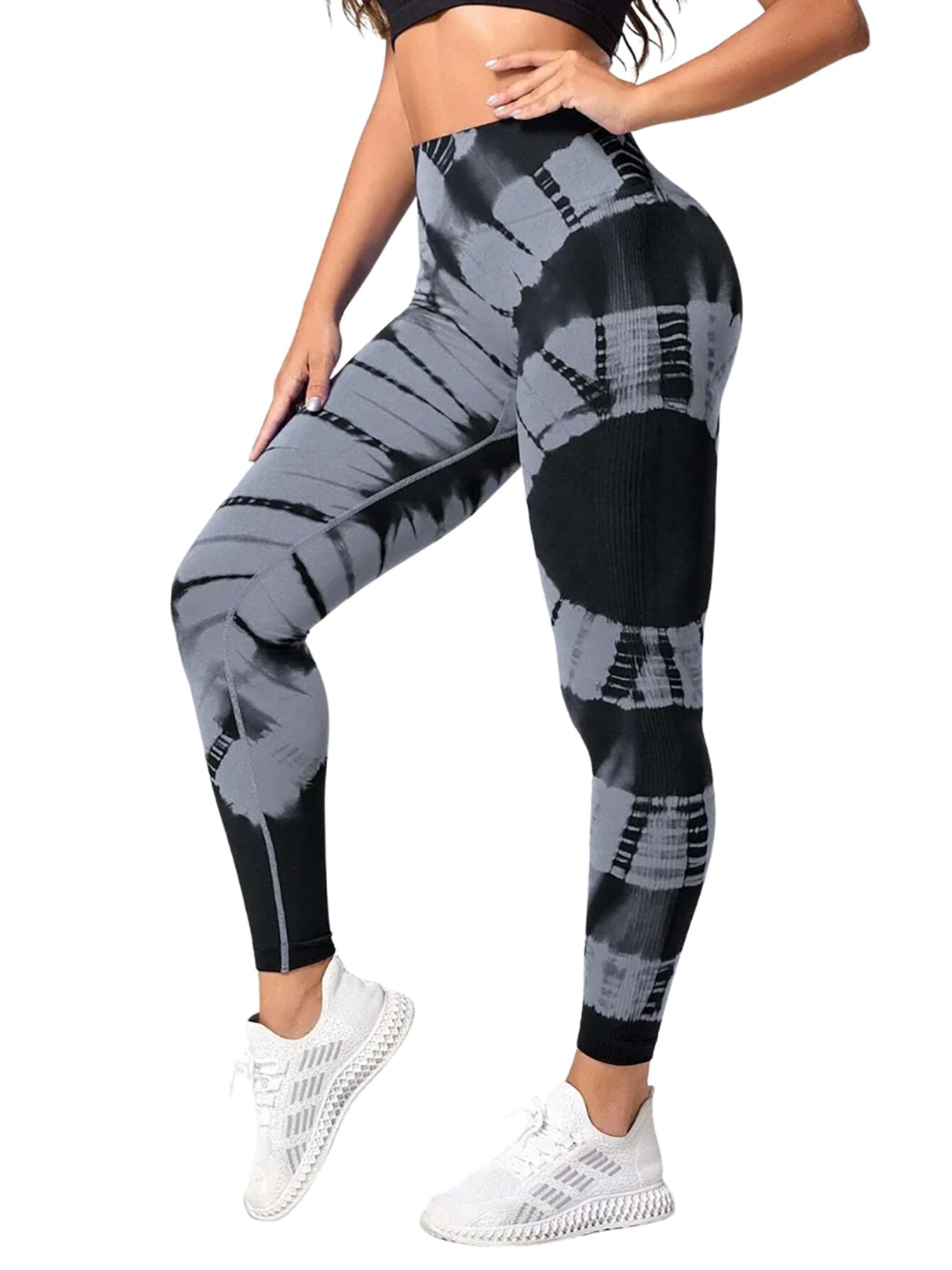 Tie-dye High Waist Tummy Control Butt Lifting Moisture Wicking Quick Drying Seamless Tie Dye Yoga Pants, Running Sports Tight Pants, Women's Activewear