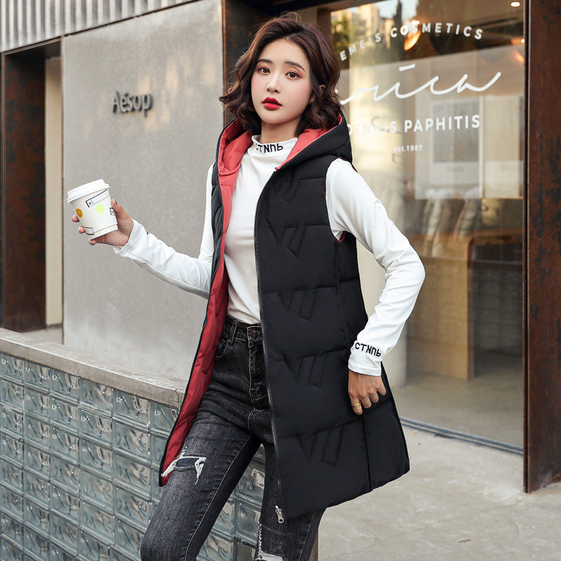 Women's Double-sided Hooded Down Jacket Coat