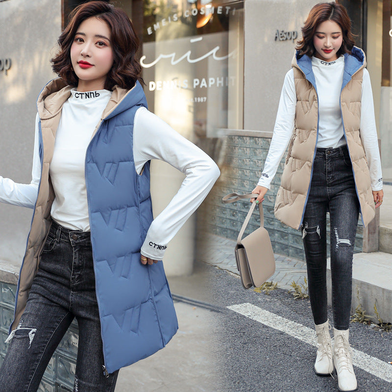 Women's Double-sided Hooded Down Jacket Coat