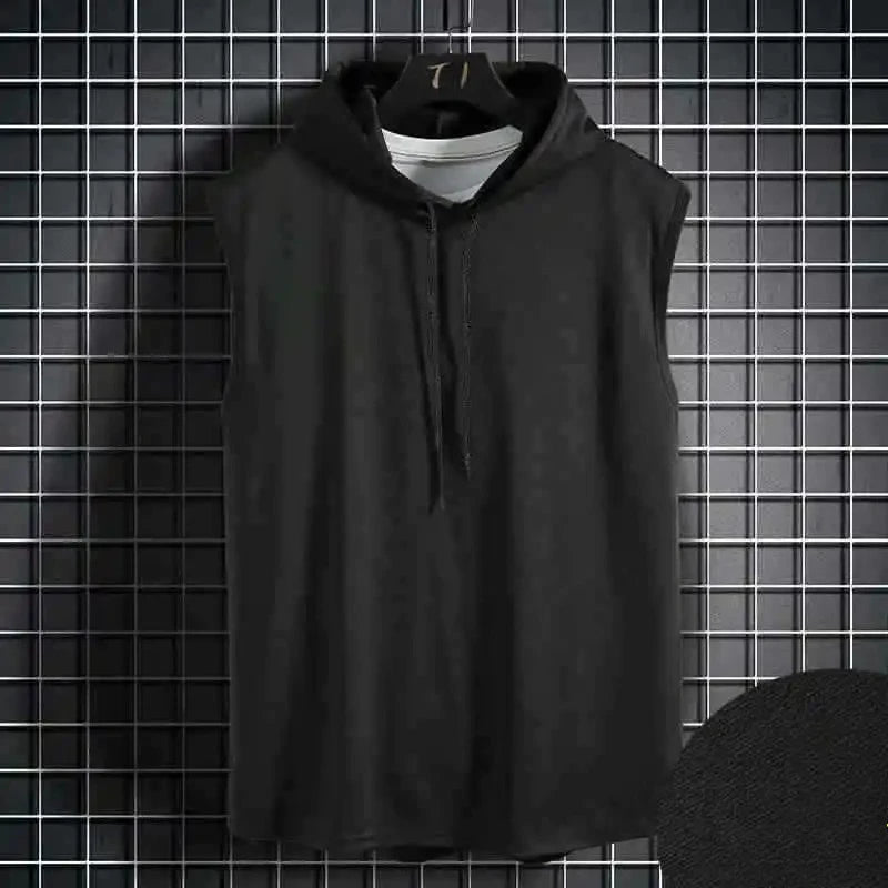 Men’s Oversized Lace-Up Hooded Tank – Bold Hip-Hop Streetwear Essential