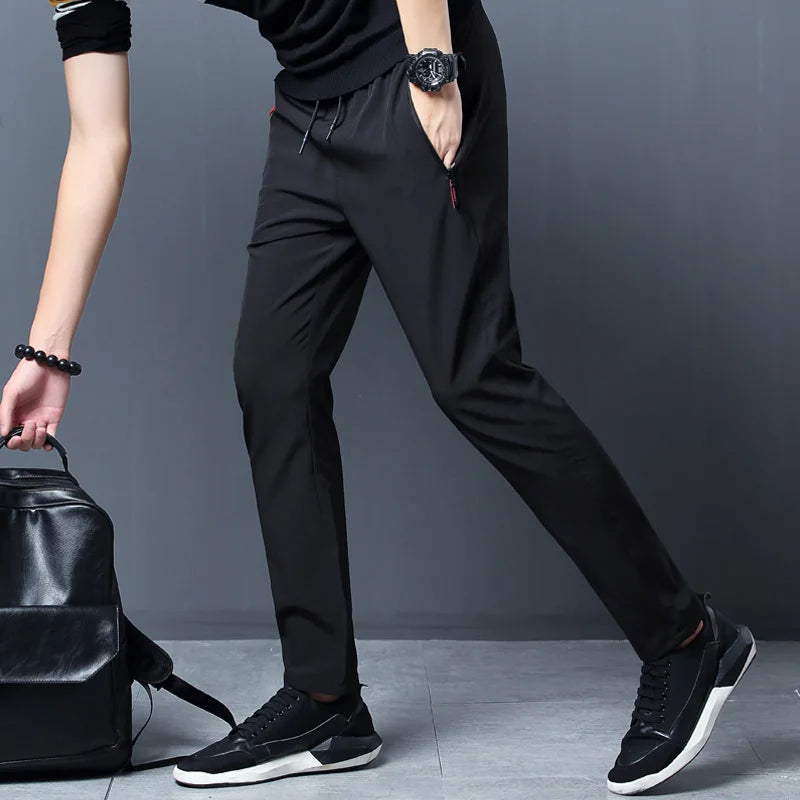 Men’s Slim Ice Silk Quick-Dry Pants – Casual Korean Summer Style