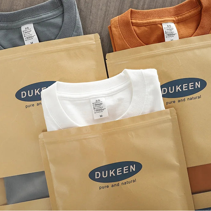 Dukeen 280gsm Oversized Heavy T-Shirt for Men Summer Short Sleeve Tee Cotton Solid Color Top Casual T Shirts One Piece