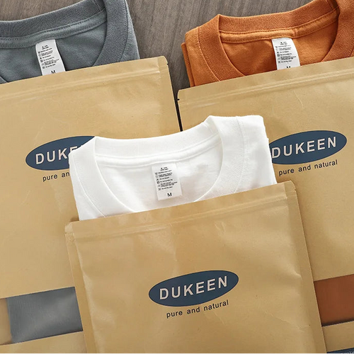 Dukeen 280gsm Oversized Heavy T-Shirt for Men Summer Short Sleeve Tee Cotton Solid Color Top Casual T Shirts One Piece