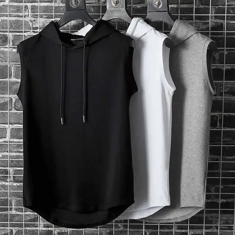 Men’s Oversized Lace-Up Hooded Tank – Bold Hip-Hop Streetwear Essential