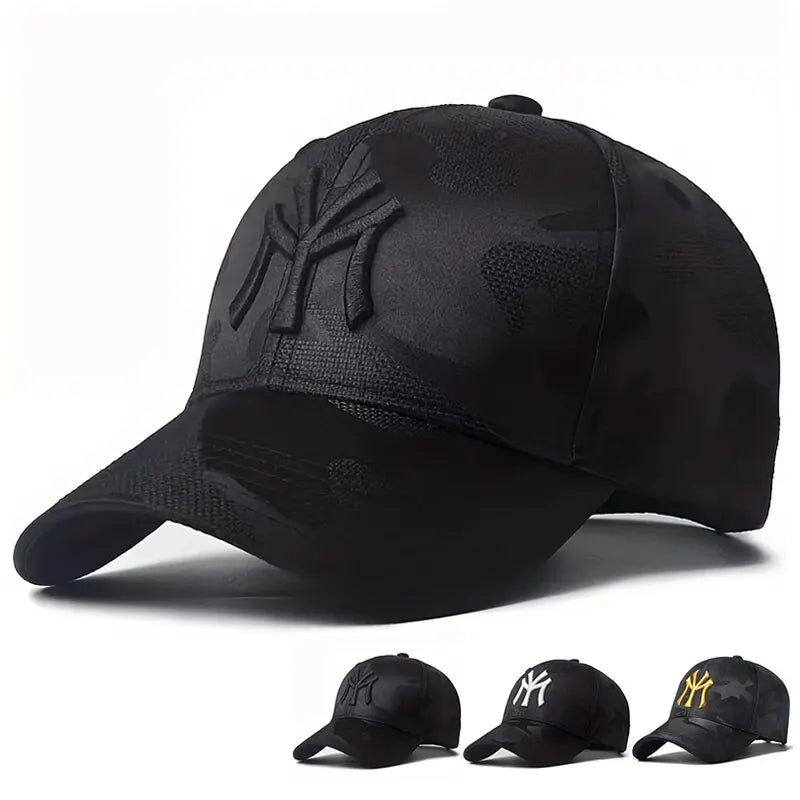 Fashion Letter Embroidered Camo Baseball Hat – Adjustable Casual Sun Cap