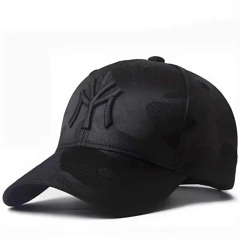 Fashion Letter Embroidered Camo Baseball Hat – Adjustable Casual Sun Cap
