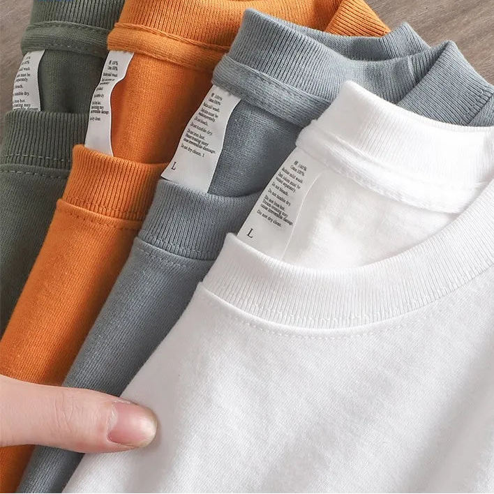Dukeen 280gsm Oversized Heavy T-Shirt for Men Summer Short Sleeve Tee Cotton Solid Color Top Casual T Shirts One Piece