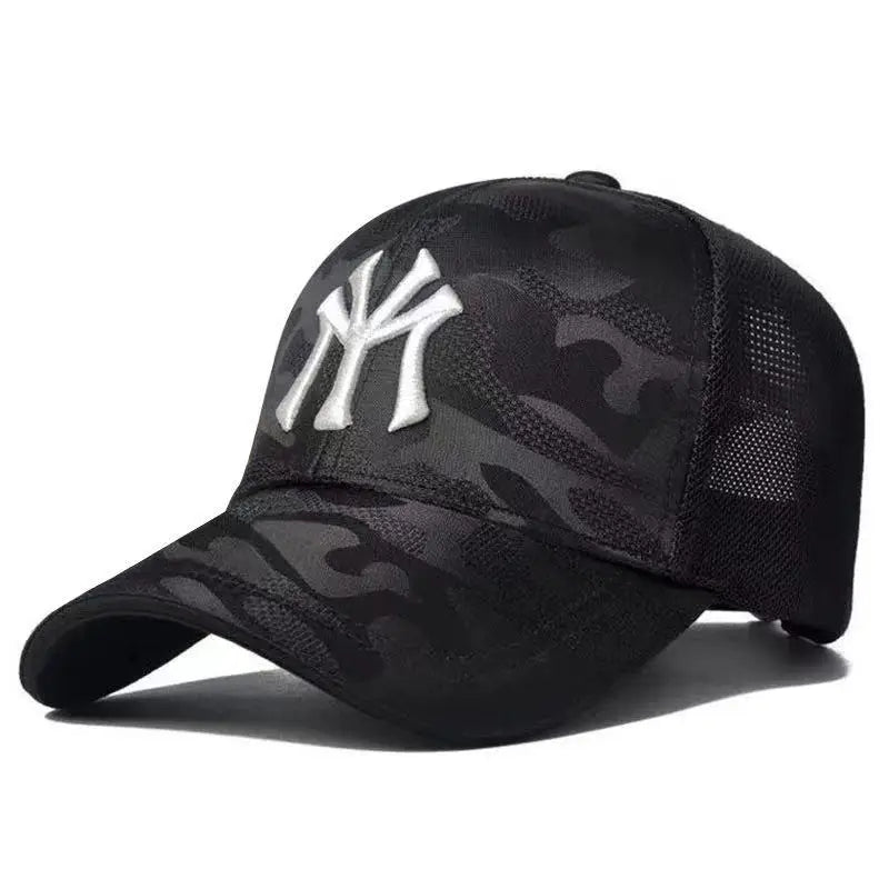 Fashion Letter Embroidered Camo Baseball Hat – Adjustable Casual Sun Cap