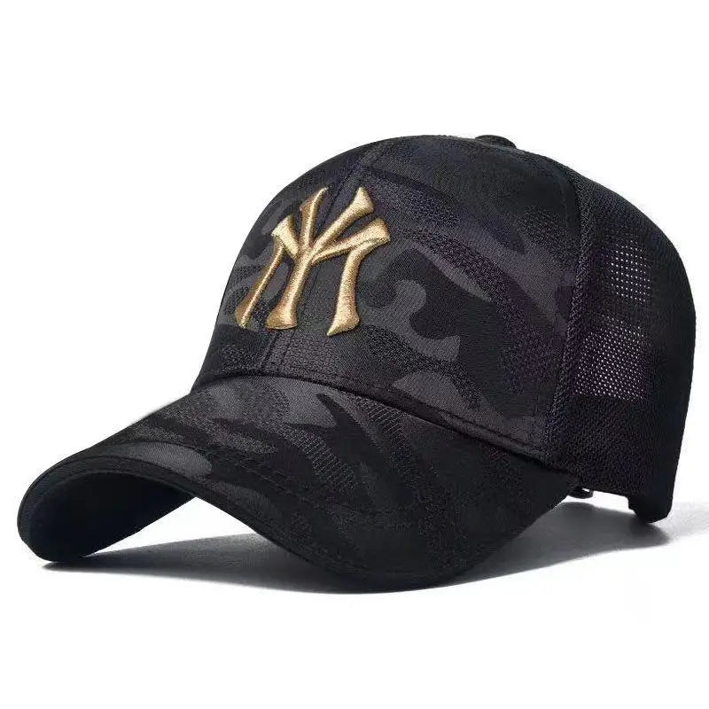 Fashion Letter Embroidered Camo Baseball Hat – Adjustable Casual Sun Cap