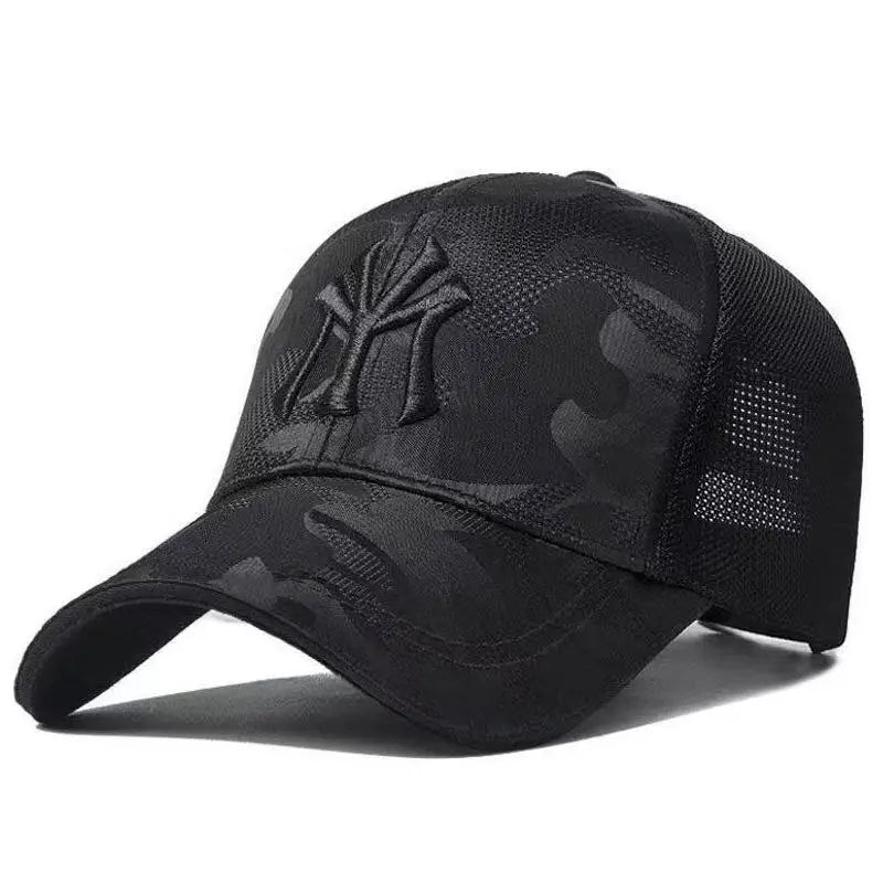 Fashion Letter Embroidered Camo Baseball Hat – Adjustable Casual Sun Cap