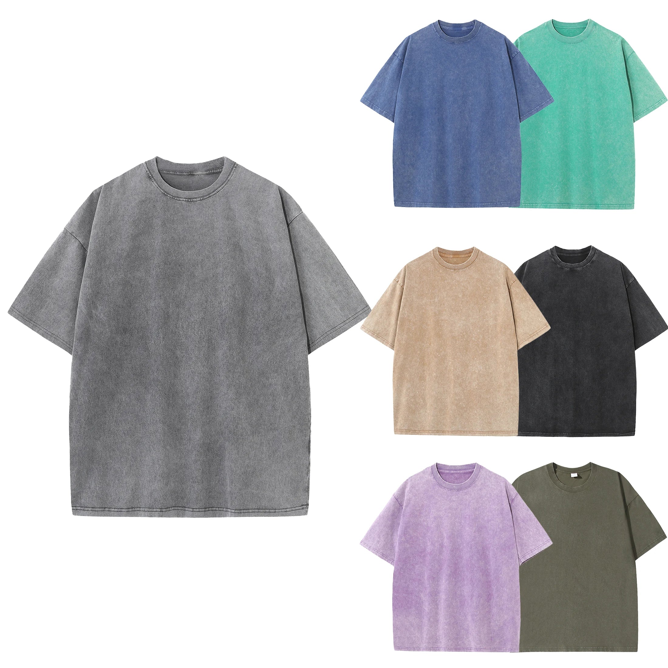 Men’s Vintage Washed Cotton Tee – Oversized Drop Shoulder Streetwear Essential
