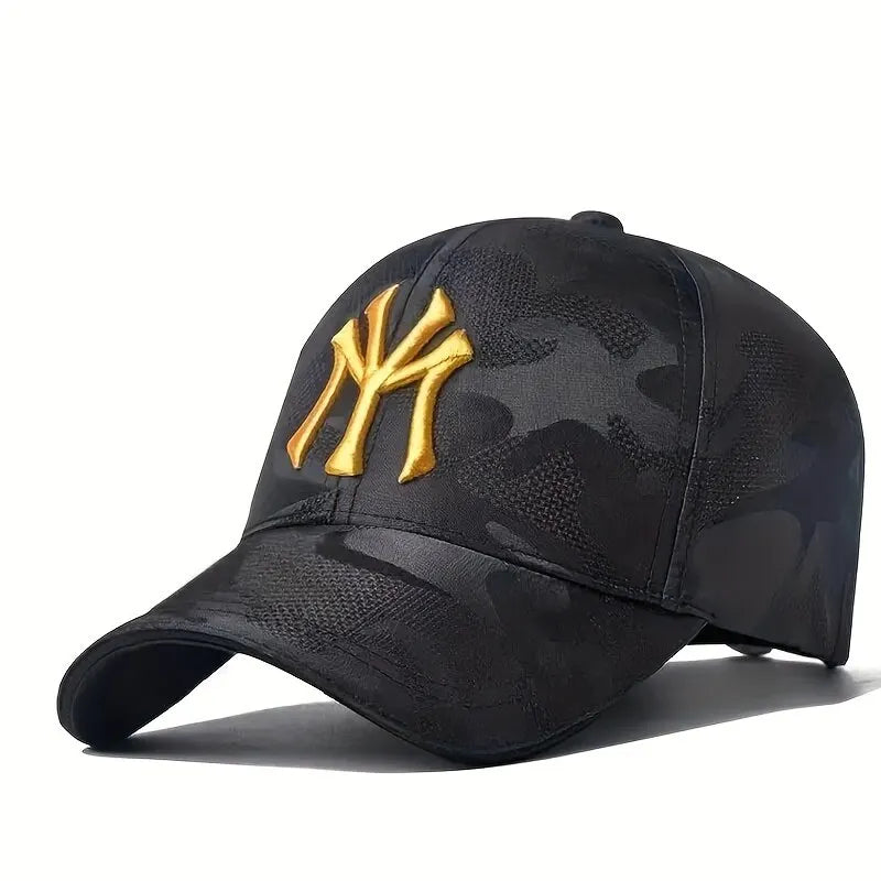 Fashion Letter Embroidered Camo Baseball Hat – Adjustable Casual Sun Cap
