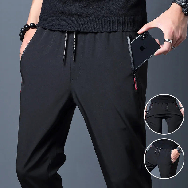 Men’s Slim Ice Silk Quick-Dry Pants – Casual Korean Summer Style